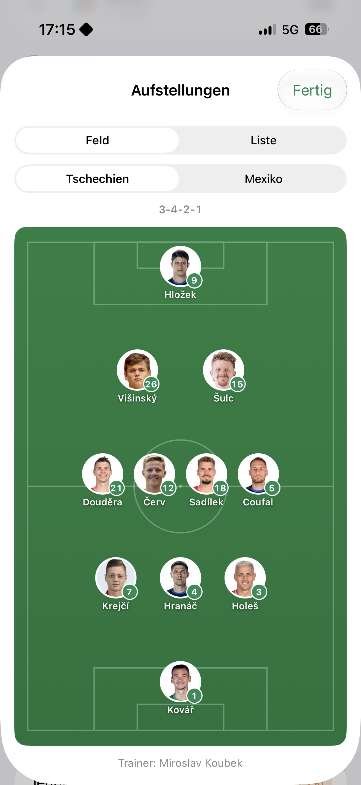Aufstellungen beider Teams