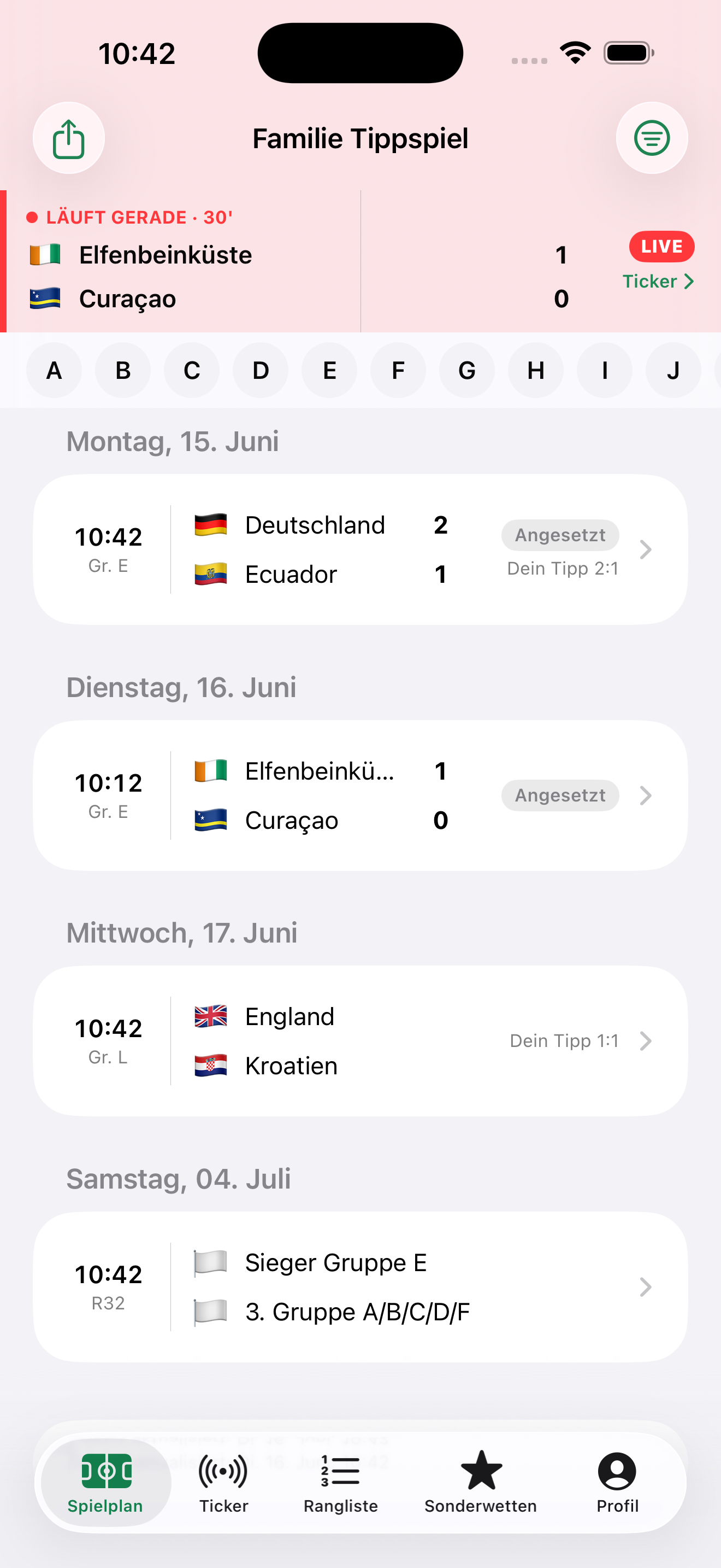 FamilyCup Spielplan