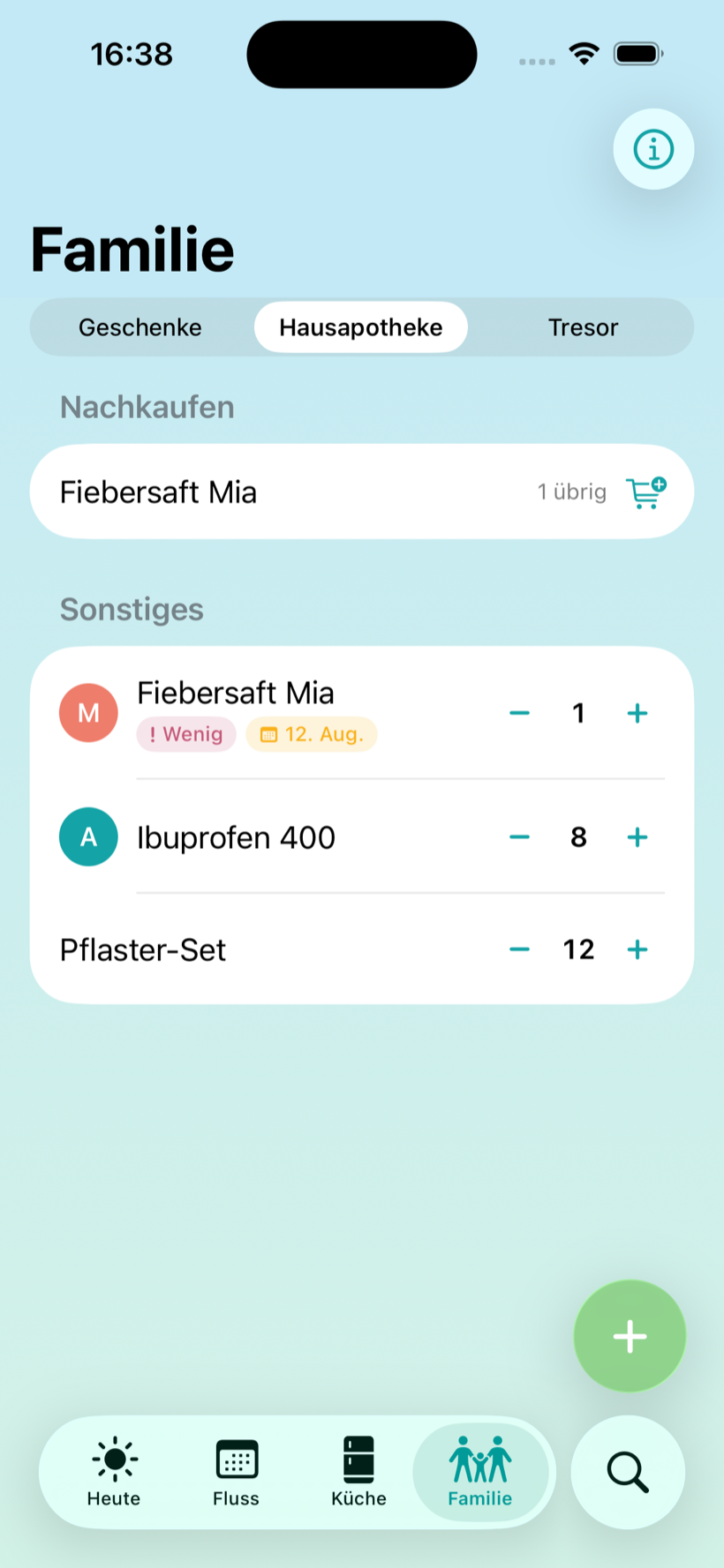 Hausapotheke – Nachkauf- und Ablauf-Warnungen