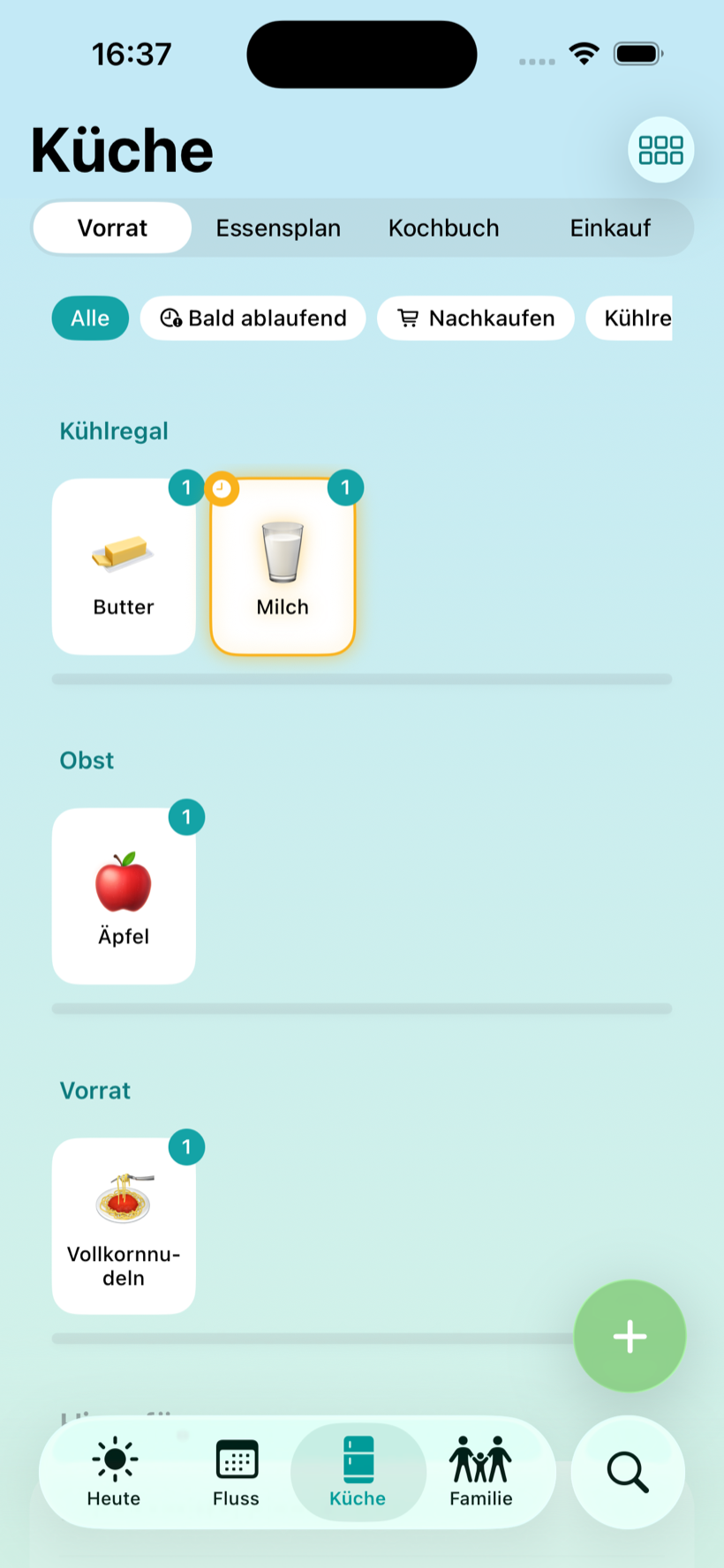 Küche – Vorrat mit Ablauf-Warnungen