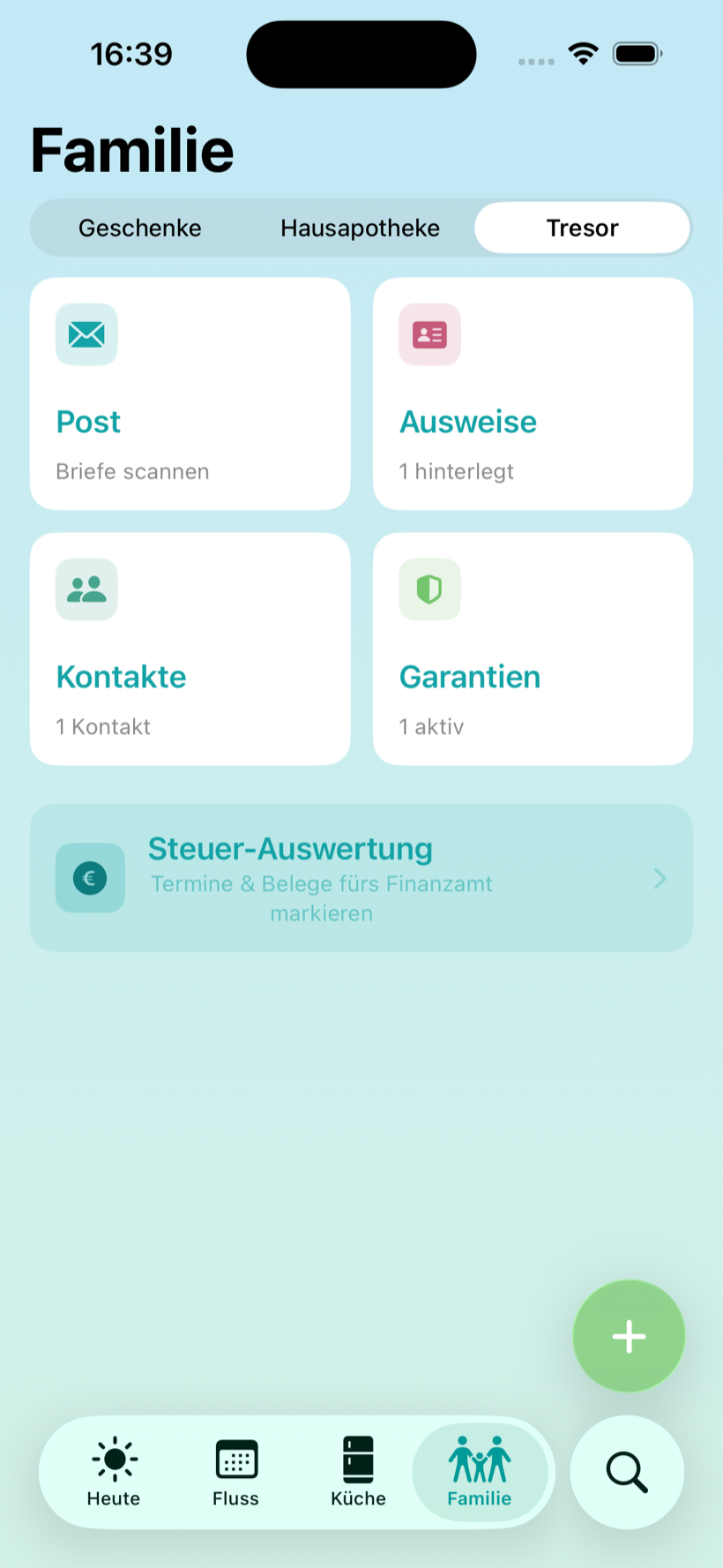 Tresor – Post, Ausweise, Kontakte und Garantien