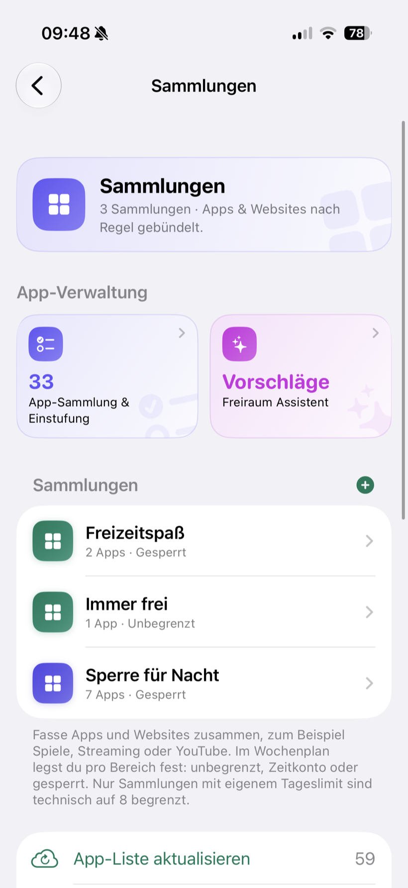 Sammlungen mit App-Gruppen und Einstufung