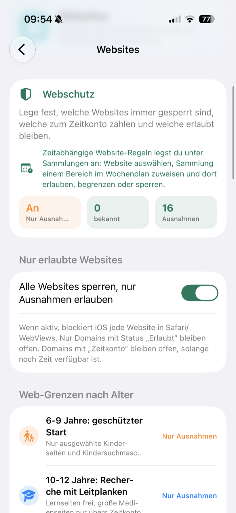 Webschutz nach Alter