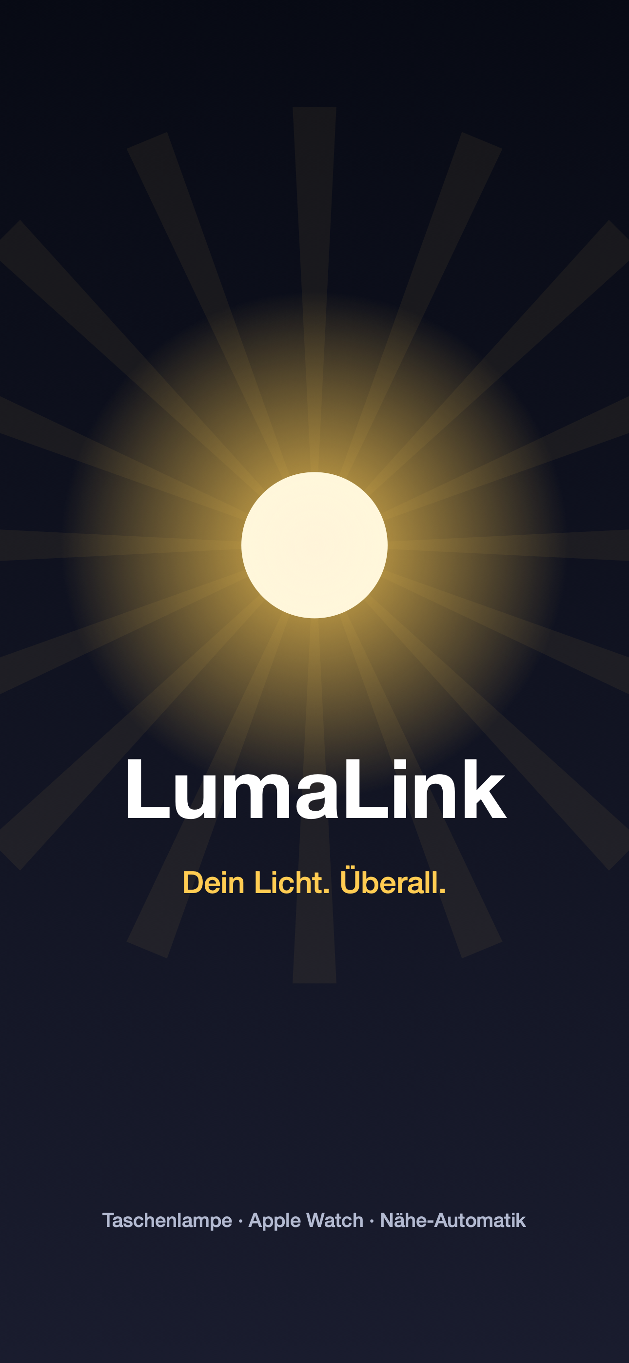 LumaLink Startbildschirm: Dein Licht. Überall.