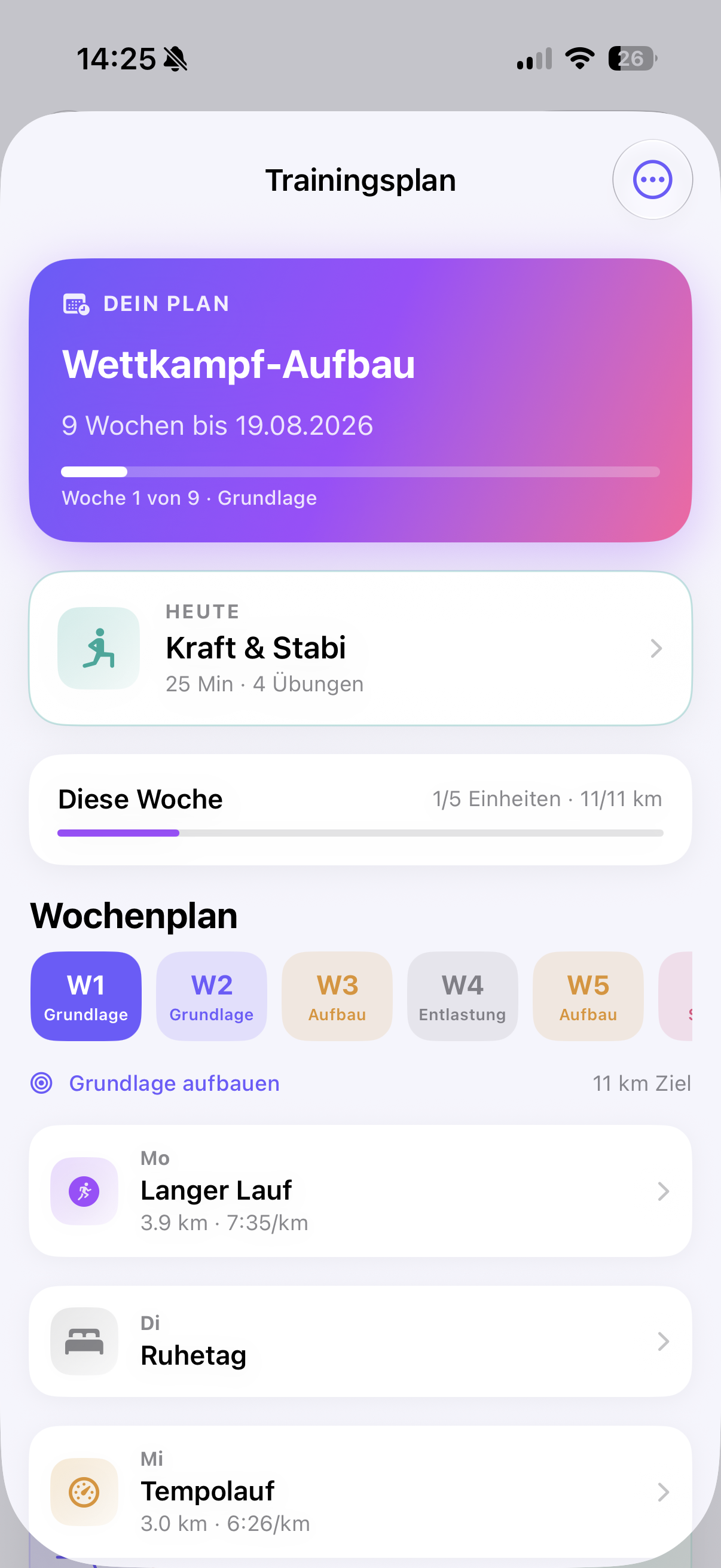 RunCoach Trainingsplan: Wettkampf-Aufbau über 9 Wochen