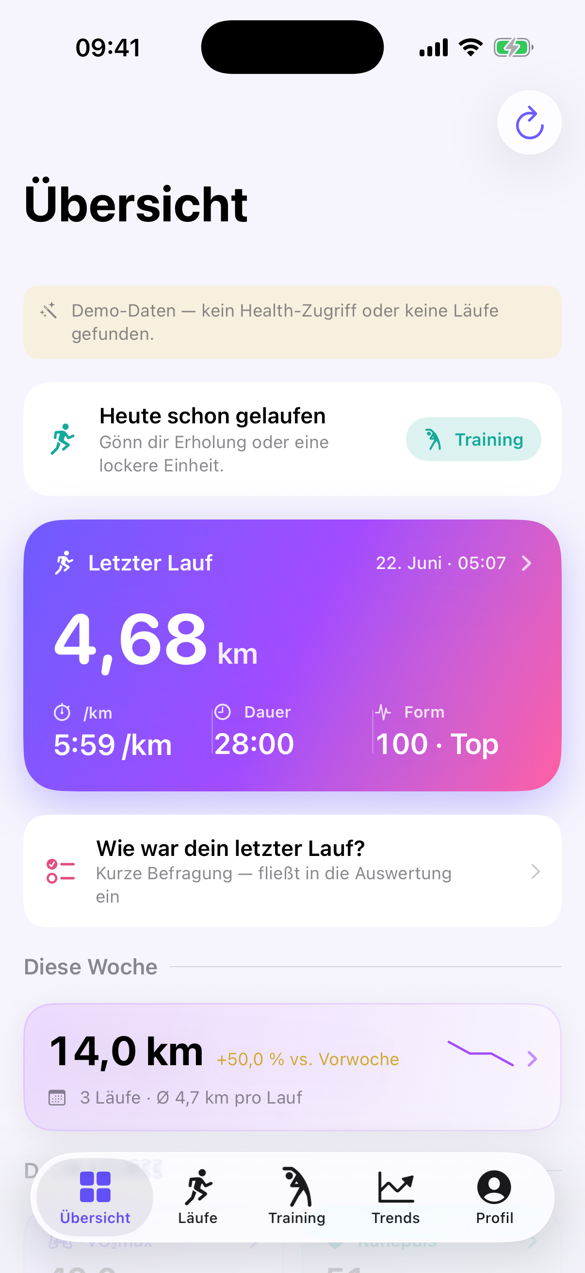 RunCoach Übersicht